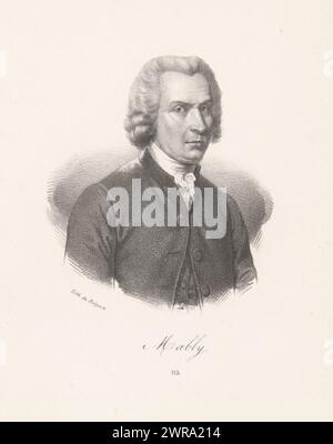 Portrait de Gabriel Bonnot de Mably, Mably (titre sur objet), imprimeur : anonyme, après tirage par : Charles Louis Bazin, imprimeur : veuve Delpech (Naudet), Paris, en 1818 ou après - en 1842 ou avant, papier, hauteur 269 mm × largeur 180 mm, tirage Banque D'Images