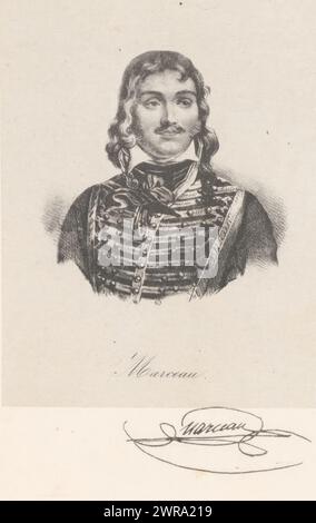 Portrait de François Séverin Marceau, Marceau (titre sur objet), imprimeur : anonyme, imprimeur : veuve Delpech (Naudet), (éventuellement), Paris, en 1818 ou après - en 1842 ou avant, papier, hauteur 253 mm × largeur 167 mm, tirage Banque D'Images