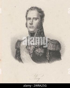 Portrait de Michel Ney, Ney (titre sur objet), imprimeur : anonyme, après impression par : Antoine Maurin, après peinture par : François Gérard, Paris, dans ou après 1825 - dans ou avant 1842, papier, hauteur 276 mm × largeur 182 mm, impression Banque D'Images