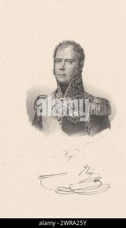 Portrait de Michel Ney, Ney (titre sur objet), imprimeur : anonyme, après impression par : Antoine Maurin, après peinture par : François Gérard, Paris, dans ou après 1818 - dans ou avant 1842, papier, hauteur 272 mm × largeur 183 mm, impression Banque D'Images