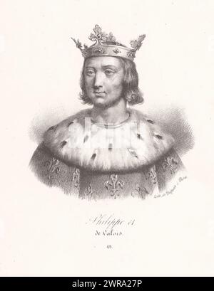 Portrait de Philippe VI de France, Philippe VI de Valois (titre sur objet), imprimeur : anonyme, imprimeur : veuve Delpech (Naudet), Paris, en 1818 ou après - en 1842 ou avant, papier, hauteur 276 mm × largeur 181 mm, tirage Banque D'Images