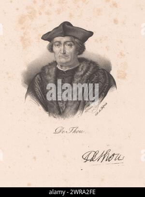 Portrait de Jacques-Auguste de Thou, de Thou (titre sur objet), imprimeur : anonyme, imprimeur : veuve Delpech (Naudet), Paris, en 1818 ou après - en 1842 ou avant, papier, hauteur 274 mm × largeur 180 mm, tirage Banque D'Images