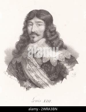 Portrait de Louis XIII, Roi de France, Louis XIII (titre sur objet), numéroté ci-dessous : 63., imprimeur : Nicolas Maurin, imprimeur : veuve Delpech (Naudet), Paris, 1825 - 1842, papier, hauteur 277 mm × largeur 182 mm, tirage Banque D'Images