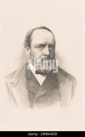 Portrait d'un inconnu, peut-être Van Spilbeeck, imprimeur : Frans Lauwers, 1864 - 1911, papier, gravure, hauteur 116 mm × largeur 75 mm, tirage Banque D'Images