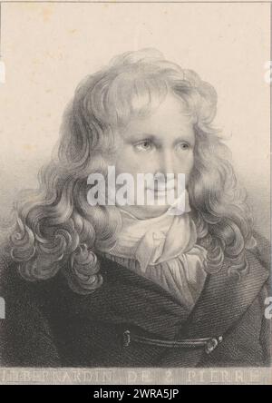 Portrait de l'écrivain et botaniste Jacques-Henri Bernardin de Saint-Pierre, J.H. Bernardin de S. Pierre (titre sur objet), imprimeur : anonyme, imprimeur : Jean Marie Joseph Bove, (possiblement), Noël, (possiblement), Paris, avant 1826 - avant 1835, papier, hauteur 250 mm, impression Banque D'Images