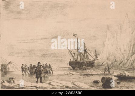 Hivernage sur Novaya Zemlya, imprimeur : Egidius Linnig, 1853, papier, gravure, hauteur 148 mm × largeur 222 mm, impression Banque D'Images