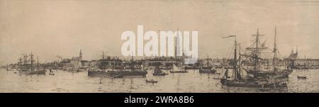 Anvers vu de l'Escaut, imprimeur : Robert Mols, Anvers, 1858 - 1903, papier, gravure, hauteur 253 mm × largeur 598 mm, impression Banque D'Images