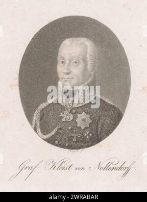 Portrait de Friedrich Heinrich Ferdinand Emil, comte Kleist von Nollendorf, imprimeur : Friedrich Wilhelm Meyer (I), 1780 - 1880, papier, hauteur 130 mm × largeur 106 mm, tirage Banque D'Images