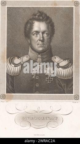 Portrait d'August Wilhelm Antonius Neidhardt Graf von Gneisenau, imprimeur : Tobias Falke, après dessin par : Franz Krüger, éditeur : Bibliographisches Institut, 1840 - 1855, papier, hauteur 167 mm × hauteur 113 mm, tirage Banque D'Images