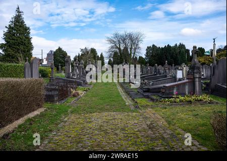 Evere, région de Bruxelles-capitale, Belgique, 2 mars 2024 - ancien cimetière de la commune Banque D'Images