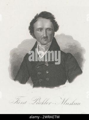 Portrait de Hermann von Pückler-Muskau, Fürst Pückler-Muskau. (Titre sur objet), imprimeur : George François Louis Jaquemot, France, 1816 - 1880, papier, gravure, gravure, hauteur 163 mm × largeur 117 mm, impression Banque D'Images