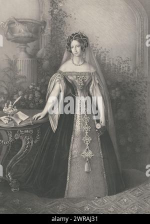 Portrait d'Anna Paulowna Romanowa, Reine des pays-Bas, imprimeur : S. Rosenthal, imprimeur : Jan Dam Steuerwald, la Haye, 1846 - 1863, papier, hauteur 858 mm × largeur 620 mm, tirage Banque D'Images