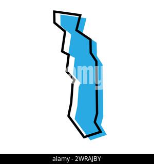 Carte simplifiée du pays Togo. Silhouette bleue avec contour noir épais isolé sur fond blanc. Icône vectorielle simple Illustration de Vecteur