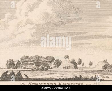 Vue sur la gloire de Mariekerke, 1745, de Heerlykheid Mariekerke. 1745 (titre sur objet), vue de la gloire de Mariekerke, dans la situation vers 1745., imprimeur : Hendrik Spilman, après dessin de : Cornelis Pronk, Haarlem, 1754 - 1792, papier, gravure, hauteur 79 mm, largeur 105 mm, impression Banque D'Images