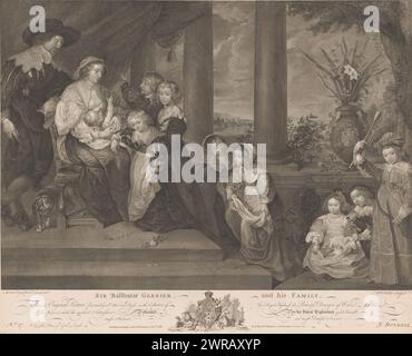 Portrait de Balthazar Gerbier, Deborah Kip et leurs enfants, Sir Balthazar Gerbier, et sa famille (titre sur objet), peintures les plus importantes d'Angleterre (titre de la série), peintures les plus capitales d'Angleterre (titre de la série), numérotées en bas à gauche : No. 27., imprimeur : William Walker, après dessin par : Edward Edwards, après peinture par: Anthony van Dyck, Londres, fév-1766, papier, gravure, gravure, hauteur 480 mm × largeur 603 mm, impression Banque D'Images