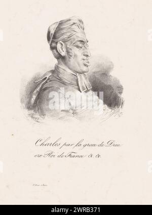 Caricature de Charles X de France, Charles par la grâce de Dieu (...) (Titre sur objet), imprimeur : Jean Ignace Isidore Gérard Grandville, (attribué à), éditeur : Déro-Becker, Paris, 1830, papier, hauteur 260 mm × largeur 203 mm, impression Banque D'Images