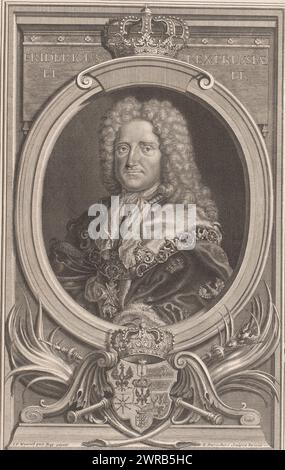 Portrait de Frédéric Ier de Prusse, imprimeur : Etienne Desrochers, après peinture par : Johann Friedrich Wenzel (I), Paris, 1678 - 1741, papier, gravure, gravure, hauteur 322 mm × largeur 199 mm, impression Banque D'Images