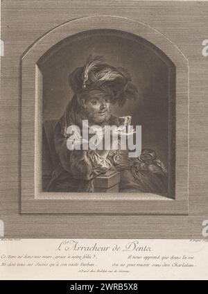 Arracheur de dents turc, L'arracheur de Dente (titre sur objet), imprimeur : Nicolas-Gabriel Dupuis, après peinture par : François Eisen, éditeur : Denis-Charles Buldet, imprimeur : France, éditeur : Paris, 1734 - 1771, papier, gravure, gravure, hauteur 321 mm × largeur 263 mm, impression Banque D'Images