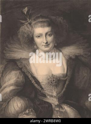 Portrait d'Hélène Fourment, imprimeur : Frédéric Auguste la Guillermie, d'après la peinture de : Peter Paul Rubens, 1897, papier, gravure, gravure, pointe sèche, hauteur 678 mm × largeur 512 mm, impression Banque D'Images