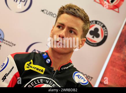 Ben Cook de belle vue ATPI Aces lors de la belle vue Aces Media Day au National Speedway Stadium de Manchester le lundi 11 mars 2024. (Photo : Eddie Garvey | mi News) crédit : MI News & Sport /Alamy Live News Banque D'Images