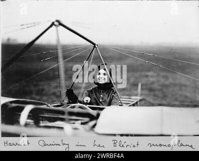 Harriet Quimby, Quimby dans son monoplan Blériot., 1911., Quimby, Harriet, 1875-1912, tirages photographiques, 1910-1920., photographies de portrait, 1910-1920, tirages photographiques, 1910-1920, 1 tirage photographique Banque D'Images