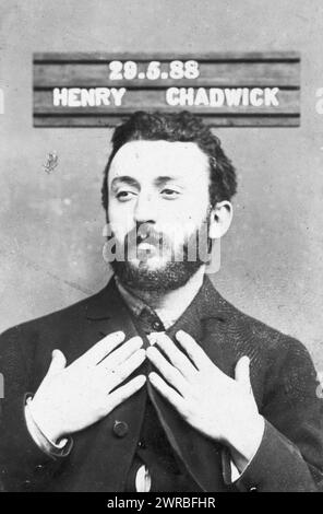 Henry Chadwick, portrait en demi-longueur, face légèrement à gauche, 1888., criminels, Angleterre, Manchester, 1880-1890, cartes de visite, 1880-1890., photographies d'identification, 1880-1890, photographies de portrait, 1880-1890, 1 tirage photographique sur monture de cartes de visite Banque D'Images