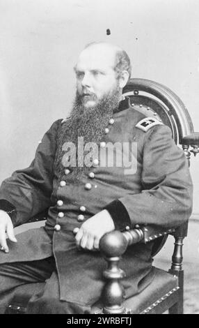 Major général John McAllister Schofield, portrait de trois quarts, assis face à la gauche, photographié entre 1861 et 1865, imprimé plus tard, Schofield, John McAllister, 1831-1906, service militaire, tirages photographiques, 1860-1870., photographies de portrait, 1860-1870, tirages photographiques, 1860-1870, 1 tirage photographique Banque D'Images