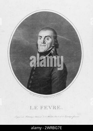 Le Fevre, peint d'après nature par Mengelberg et gravé par G. Fiesinger., Pierre-François-Joseph Lefebvre, Duc de Dantzi, soldat français, maréchal de l'Empire, portrait de la tête et des épaules, face à gauche., Fiesinger, Franz Gabriel, 1752-1807, graveur, entre 1790(?) Et 1807, Lefebvre, Pierre-François-Joseph, 1755-1820, Portrait estampes, 1790-1810., Portrait Prints, 1790-1810, Stipple gravings, 1790-1810, 1 impression : gravure en pointillés Banque D'Images