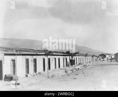 Une ville de réfugiés qui a été construite par les Grecs-Américains, Un modèle de propreté et d'ordre, bas, bâtiment d'un étage, logement pour les réfugiés grecs et arméniens d'Anatolie, montagnes en arrière-plan, près d'Athènes, Grèce., 1923., Grecs, enfants, Grèce, 1920-1930, tirages photographiques, 1920-1930., tirages photographiques, 1920-1930, 1 tirage photographique Banque D'Images