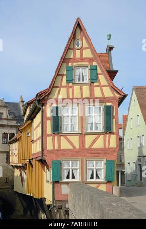 Historique Malerwinkelhaus construit en 1774 et musée, maison à colombages jaune, jaune, Marktbreit, basse-Franconie, Franconie, Bavière, Allemagne Banque D'Images