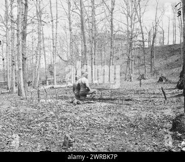 Bull Run, Virginie (environs). Église de Sudley à travers les arbres, Barnard, George N., 1819-1902, photographe, 1862 Mar., États-Unis, histoire, Guerre de Sécession, 1861-1865, négatifs verre, 1860-1870., stéréographies, 1860-1870, négatifs verre, 1860-1870, 1 négatif (2 plaques) : verre, stéréographe, collodion humide Banque D'Images