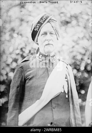 Commander Booth Tucker, photo montrant Frederick en George de Lautour Booth-Tucker (1853-1929), officier de l'Armée du Salut au Grand Congrès international de l'Armée du Salut, Londres, juin 1914. Il est né en Inde. La bannière sur son turban indique : 'Mukhti Fauj' (Armée du Salut) en langue gujarati., 1914 juin, négatifs en verre, 1 négatif : verre Banque D'Images