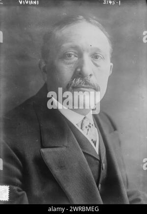 Viviani, photographie montre Jean Raphaël Adrien René Viviani (1863-1925), premier ministre de France pendant la première année de la première Guerre mondiale, 1917 avril 21, négatifs en verre, 1 négatif : verre Banque D'Images