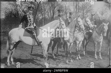 Prince héritier Allemagne, photographie montre le Prince héritier allemand Wilhelm (1882-1951) à cheval., 1914 Nov., négatifs en verre, 1 négatif : verre Banque D'Images