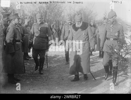 Roi Louis de Bavière & Excellenz von Strantz, photographie montre Louis III de Bavière (1845-1921) et le général Hermann von Strantz (1853-1936) avec d'autres soldats allemands pendant la première Guerre mondiale, 1915 janvier 6, Guerre mondiale, 1914-1918, négatifs en verre, 1 négatif : verre Banque D'Images