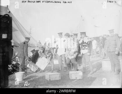 Nouvelle armée britannique à Etaples, France, février 1915, photographie montrant des soldats britanniques à Étaples, France pendant la première Guerre mondiale, 1915 février, Guerre mondiale, 1914-1918, négatifs en verre, 1 négatif : verre Banque D'Images