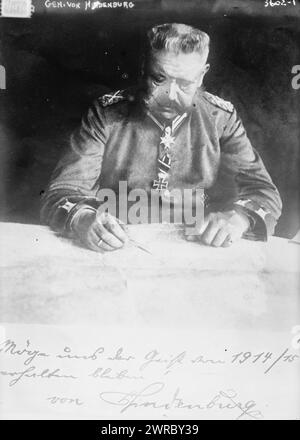 Gen. von Hindenburg, photographie montre Paul von Hindenburg (1847-1934) qui était un maréchal prussien-allemand, homme d'État et homme politique., entre 1914 et CA. 1915, négatifs en verre, 1 négatif : verre Banque D'Images