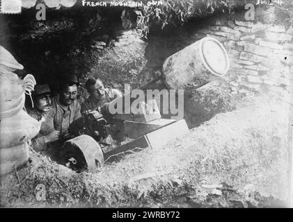 Canon de montagne français, la photographie montre un canon de Bange de 80 mm en usage pendant la première Guerre mondiale, entre 1914 et CA. 1915, Guerre mondiale, 1914-1918, négatifs en verre, 1 négatif : verre Banque D'Images