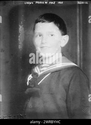 Prince héritier d'Italie, 1915, photographie montre Umberto II (1904-1983), qui a régné comme dernier roi d'Italie en 1946., 3/29/1905, négatifs en verre, 1 négatif : verre Banque D'Images