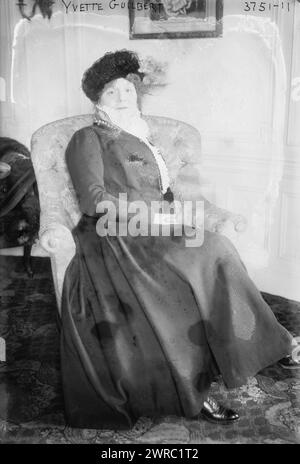 Yvette Guilbert, photo montre la chanteuse de cabaret et actrice française Yvette Guilbert (1865-1944)., 1922 juin 6, négatifs verre, 1 négatif verre Banque D'Images