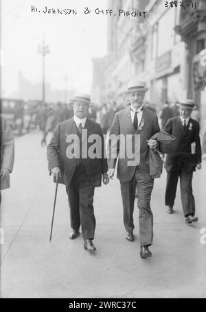 H. Johnson & Giff. Pinchot, photographie montre le politicien progressiste Hiram Warren Johnson (1866-1945), qui a servi comme gouverneur de Californie de 1911 à 1917 et le politicien Gifford Pinchot (1865-1946) qui a servi comme premier chef du service forestier des États-Unis de 1905 à 1910., entre CA. 1915 et env. 1920, négatifs en verre, 1 négatif : verre Banque D'Images
