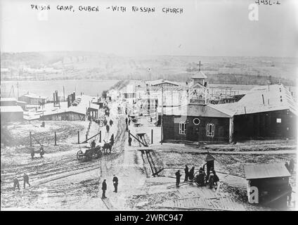 Camp de prisonniers, Guben, avec église russe, photographie montre une église russe dans le camp de prisonniers de guerre à Gruben, en Allemagne pendant la première Guerre mondiale De nombreux prisonniers russes ont été emmenés dans ce camp., entre 1914 et 1915, Guerre mondiale, 1914-1918, négatifs en verre, 1 négatif : verre Banque D'Images