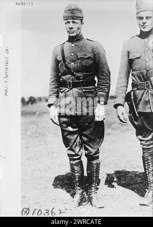 Major T. Roosevelt, Jr., photographie montre Theodore 'Ted' Roosevelt Jr. (1887-1944), le fils du président Theodore Roosevelt, qui a servi dans la première Guerre mondiale, 1918, Guerre mondiale, 1914-1918, verres négatifs, 1 négatif : verre Banque D'Images