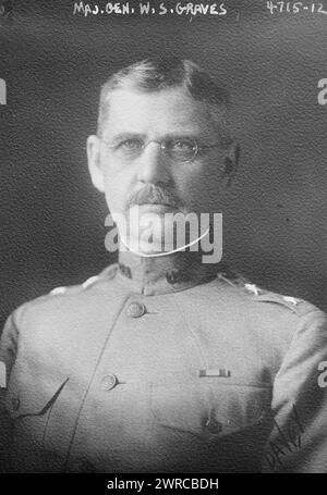 Major Gen. W.S. graves, photographie montre Major-général le Major-général William Sidney graves (1865-1940) qui a servi dans l'armée des États-Unis en tant que commandant des forces des États-Unis dans l'expédition de Sibérie, qui fait partie de l'intervention alliée en Russie., entre env. 1915 et env. 1920, négatifs en verre, 1 négatif : verre Banque D'Images