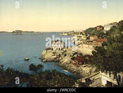 Route de la Corniche, depuis le restaurant Roubion, Marseille, France, entre env. 1890 et env. 1900., Color, 1890-1900 Banque D'Images