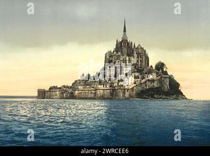 Côte est à la hauteur des eaux, le Mont préparées Michel, France, entre env. 1890 et env. 1900, monastères, France, le Mont-Saint-Michel, 1890-1900, couleur, 1890-1900 Banque D'Images