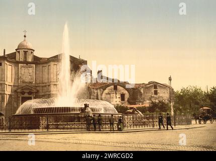 Nouvelle fontaine et printemps de Dioclétien, Rome, Italie, Imprimer montre la fontaine des Naiads sur la Piazza della Repubblica, Rome, Italie., entre CA. 1890 et env. 1900., Italie, Rome, couleur, 1890-1900 Banque D'Images