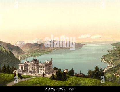 Rochers de Naye, et Hôtel de Caux, lac de Genève, Suisse, entre CA. 1890 et env. 1900., Color, 1890-1900 Banque D'Images