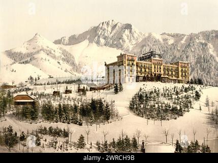 Rochers de Naye, et Hôtel de Caux, en hiver, lac de Genève, Suisse, entre CA. 1890 et env. 1900., Color, 1890-1900 Banque D'Images