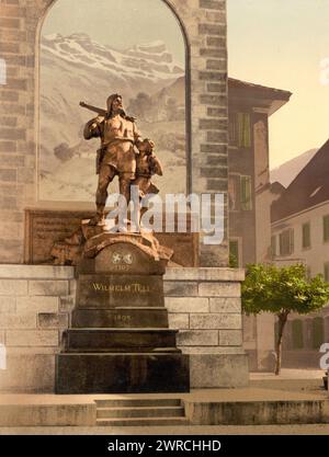 Altdorf, mémorial de William Tell, lac de Lucerne, Suisse, entre CA. 1890 et env. 1900., Color, 1890-1900 Banque D'Images